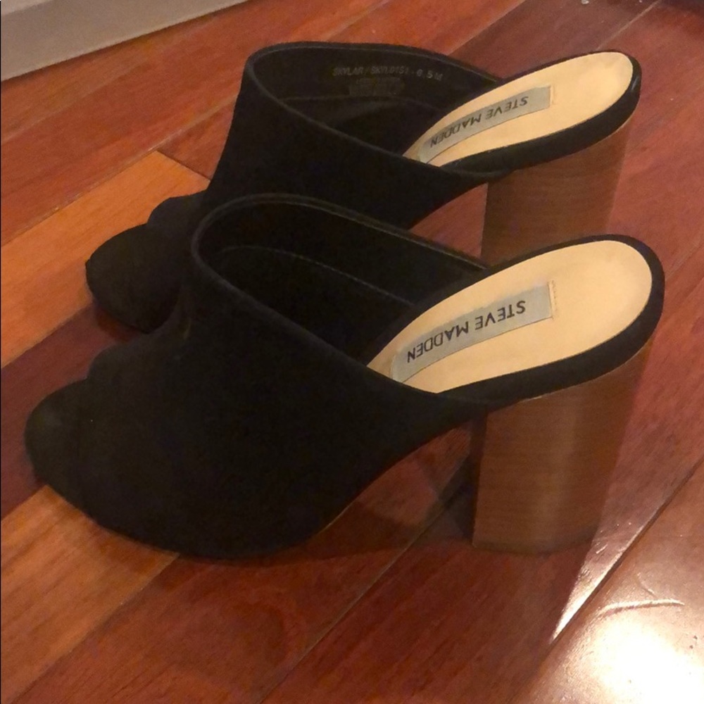 Steve Madden black suede mules
